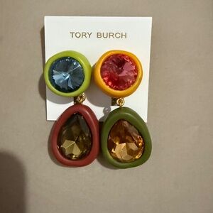 TORY BURCH Crystal Double Drop Earrings